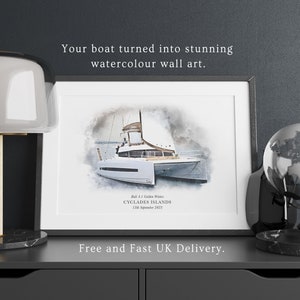 Bespoke Personalised Watercolour Portrait Art Print of your Boat | Narrowboat | Canal Boat | Yacht | Sailing | Birthday Gifts