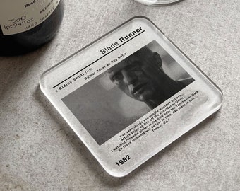 Blade Runner Tears In Rain Vintage Movie Film Coaster | Coffee Coaster | Birthday | Roy Batty | Office Decor | Sci-Fi Coasters| Film Art