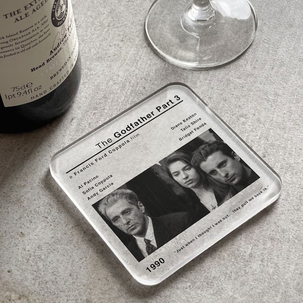 The Godfather Part 3 Movie Film Coaster | Beer Coaster | Gift for Him | Birthday | Modern Barware | Coffee Table | Home Office Ideas