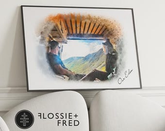 Personalised Watercolour Landscape Print – Custom Digital Artwork from Photo, Outdoor Scenery Wall Art, Nature or Anniversary Gift