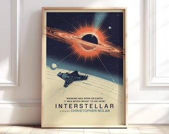 Interstellar Poster in an Inspired Swiss Mid-Century Graphic Design Style | Sci-Fi Movie & Film Print, Retro Futuristic Decor