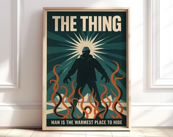 The Thing 1982 Poster in an Inspired Swiss Mid-Century Graphic Design Style | Sci-Fi Movie & Film Print, Retro Futuristic Decor