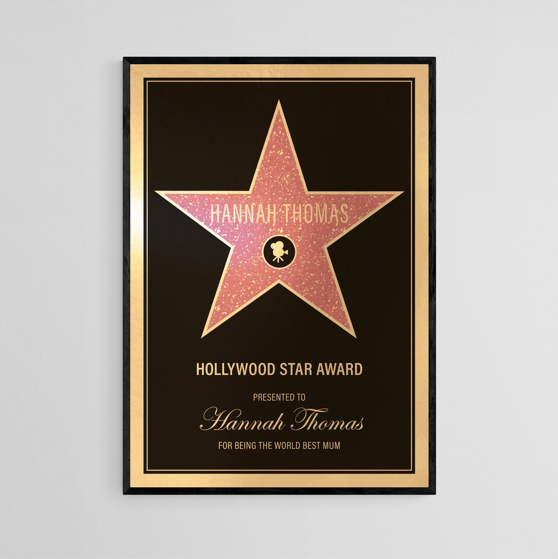 Personalised Hollywood Star Metallic Gold Print Actor | Etsy