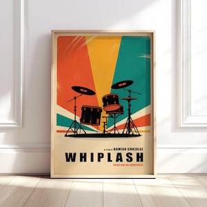 Whiplash Poster in a Swiss Mid-Century Graphic Design Style | Retro Wall Decor and Movie Art | Digital Download | UK and US sizes available
