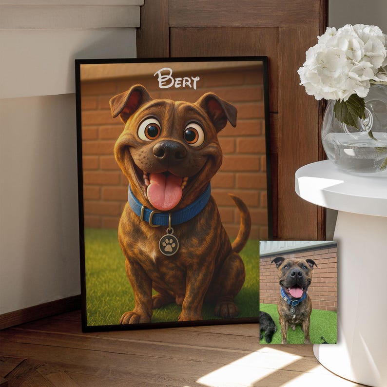 Cartoon your Pet, Dog, Cat, Horse Portrait Print from your own photo | Great Personalised Gift for Christmas, Birthday, and Anniversaries image 3