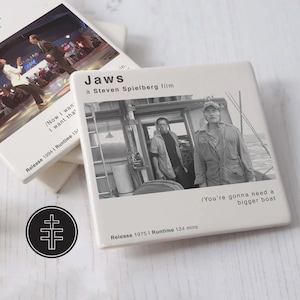 Jaws Ceramic Movie Film Coaster | Beer Coasters | Gift for Him | Cinemaphile Gifts | Gift For Dad | Coffee Table | Cinema Room