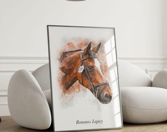 Personalised Watercolour Dog, Pet or Horse Portrait Art Print | Painting of your Dog & Pet | Memorial and Pet Loss | Custom Pet Print
