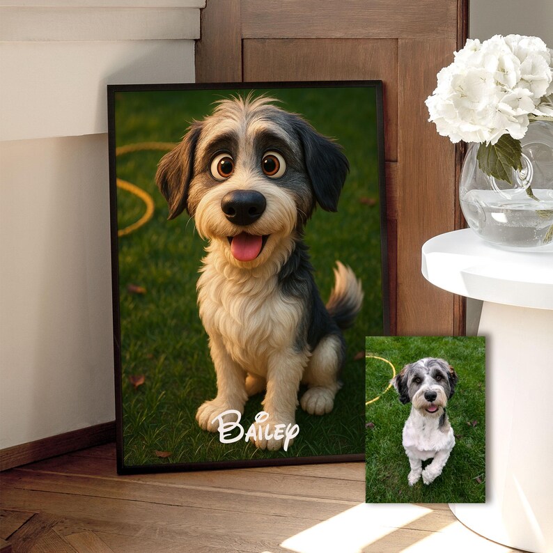 Cartoon your Pet, Dog, Cat, Horse Portrait Print from your own photo | Great Personalised Gift for Christmas, Birthday, and Anniversaries image 4