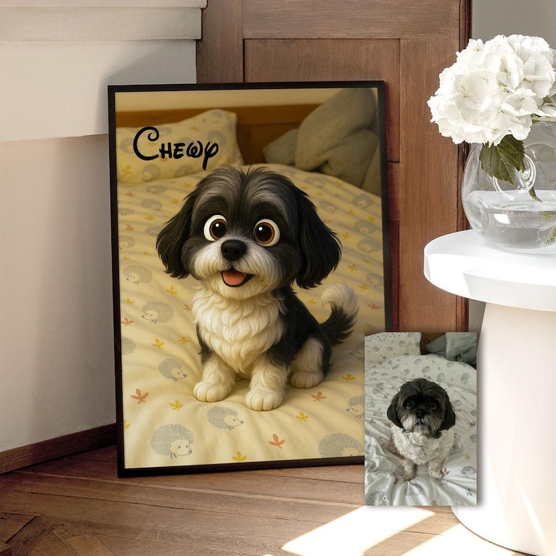 Cartoon your Pet, Dog, Cat, Horse Portrait Print from your own photo | Great Personalised Gift for Christmas, Birthday, and Anniversaries image 1