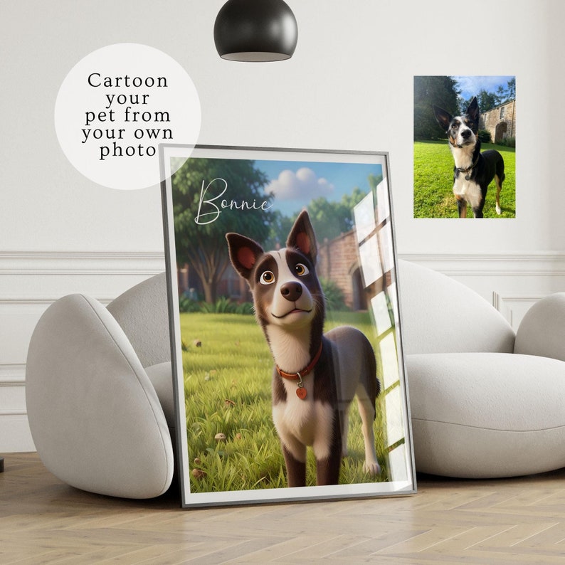 Cartoon your Pet, Dog, Cat, Horse Portrait Print from your own photo | Great Personalised Gift for Christmas, Birthday, and Anniversaries image 7