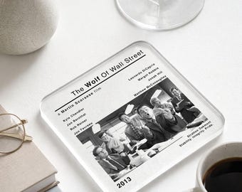 The Wolf of Wall Street Movie Drinks Coaster | Man Cave Decor | Christmas & Birthday Gift for Him | Coffee Table and Desk Mat