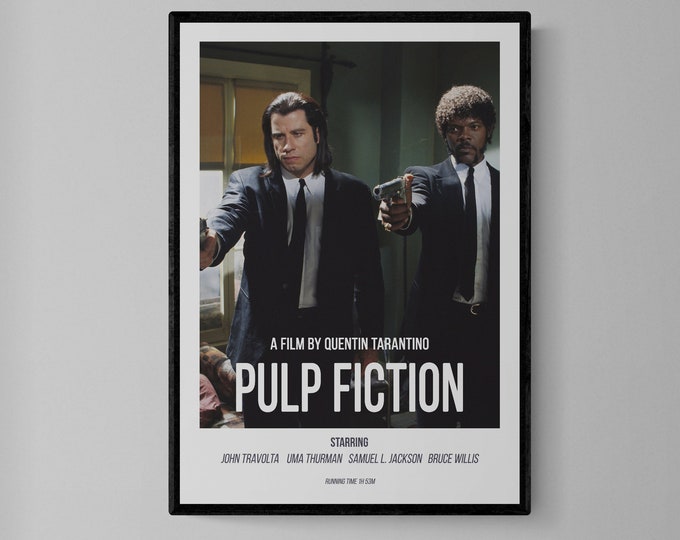 Pulp Fiction Inspired Modern Movie Poster | Film | Art | Wall Art | Framed | Exclusive | Cinematography | Movie Lover | Film Art