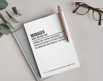 Funny Personalised Manager Definition Notebook | Office Gifts for Bosses and Managers | Leaving and Funny Birthday Gift