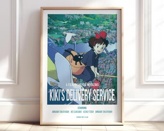Poster cinematografico moderno ispirato a Kiki's Delivery Service / Cinematografia murale cinematografica / Download digitale in formato UK e US