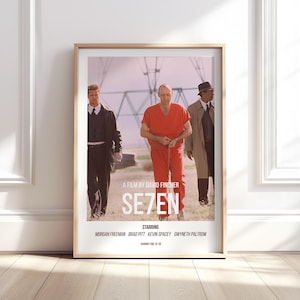 Affiche de film moderne inspirée de sept | oeuvre d&#39;art cinématographique pour cinéphile | Téléchargement numérique instantané dans les formats britannique et américain