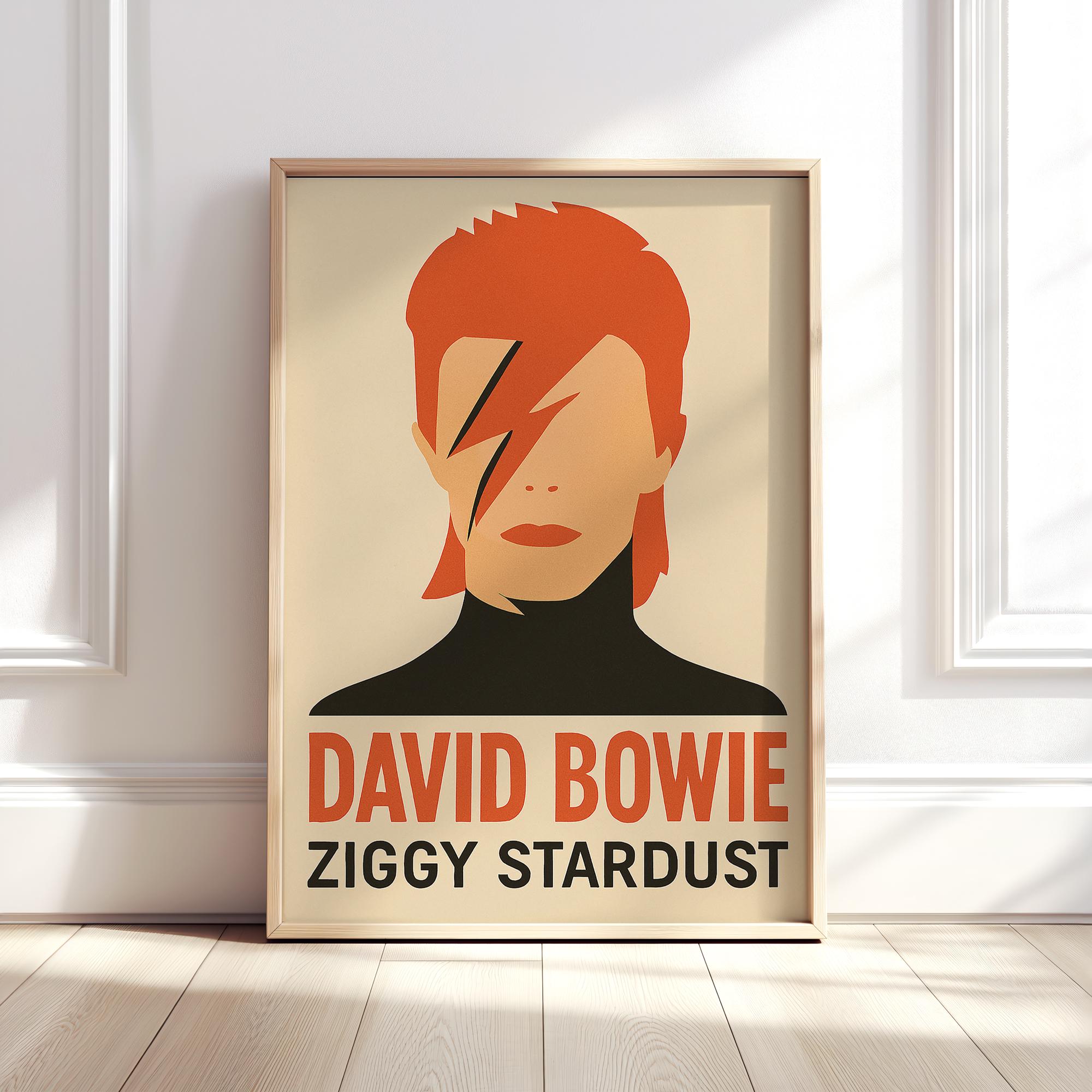 David Bowie Ziggy Stardust Vintage Style Poster Print in a Mid