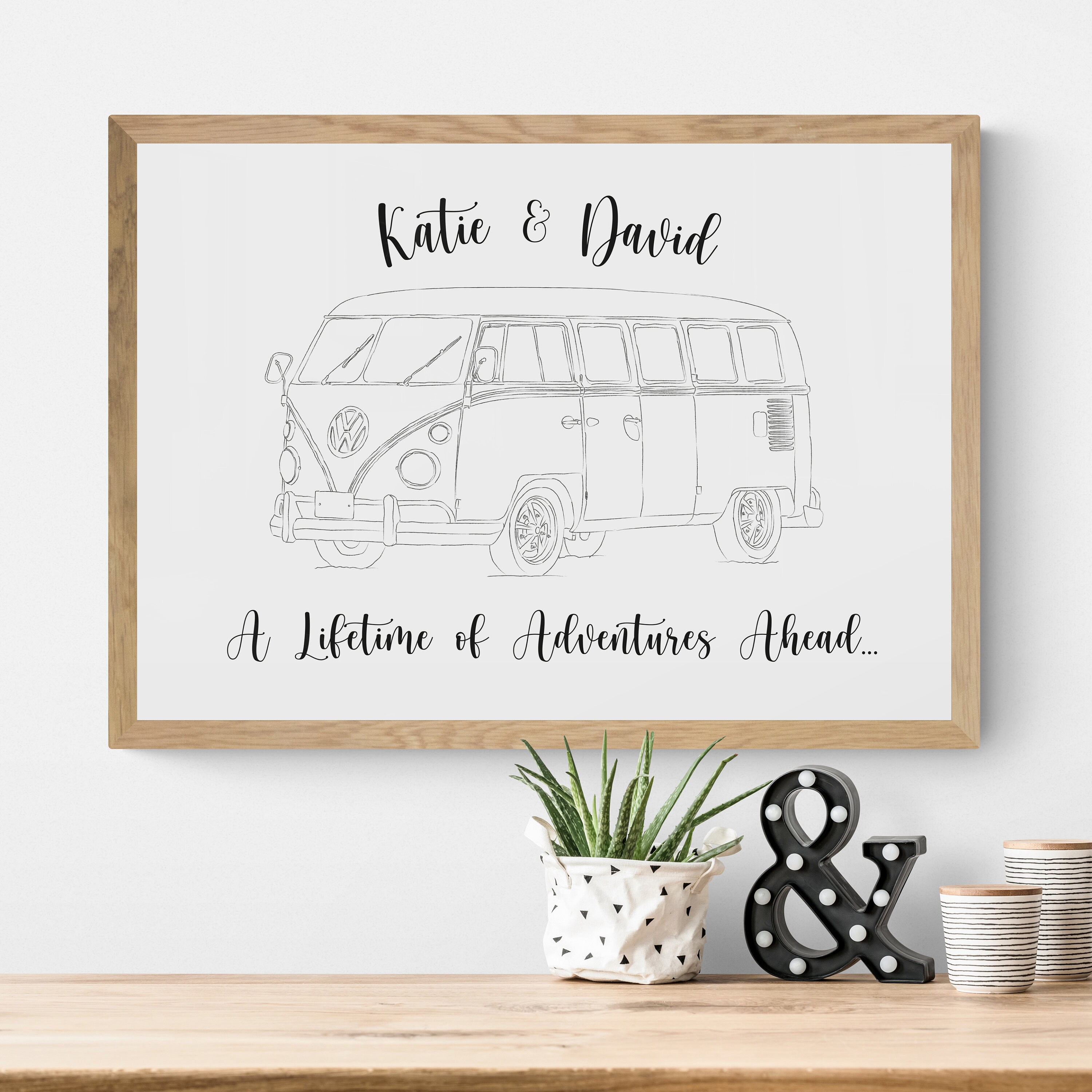 Personalised Volkswagen Camper Van Art Print VW Engagement Etsy