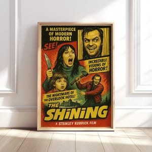 The Shining Art Poster, 1950s B-Movie Style Print, Retro Horror Wall Art, Classic Movie Poster, Digital Download | In Both US and UK sizes