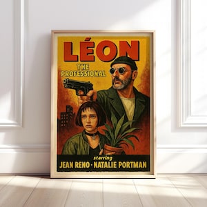Leon The Professional B-Movie 1950 Style Poster – Retro Movie Print, Gift for Movie Lovers | Digital Download, Available in UK and US sizes.