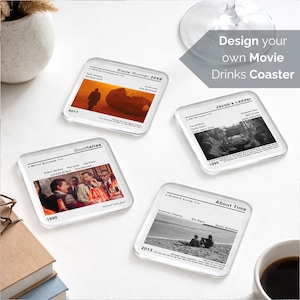 Custom Design Your Own Movie Film Coaster | Film Gifts for Him | Birthday Home Theatre | Coffee Table | Sci-Fi | Movie Scene | Cinema