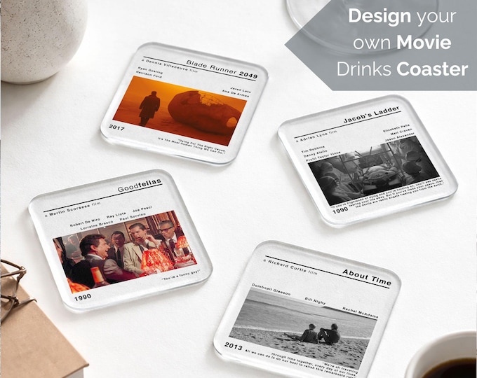 Custom Design Your Own Movie Film Coaster | Film Gifts for Him | Birthday Home Theatre | Coffee Table | Sci-Fi | Movie Scene | Cinema