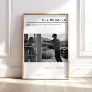 True Romance Movie Poster | Movie Decor | Home Theatre Art | Cinema Room Art | Framed Movie Posters | Minimalist Vintage Style