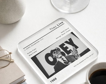 They Live B-Movie Coaster and Beer Mat | Birthday and Fathers Day Gift for Him | Coffee Table and Office Desk Accessories