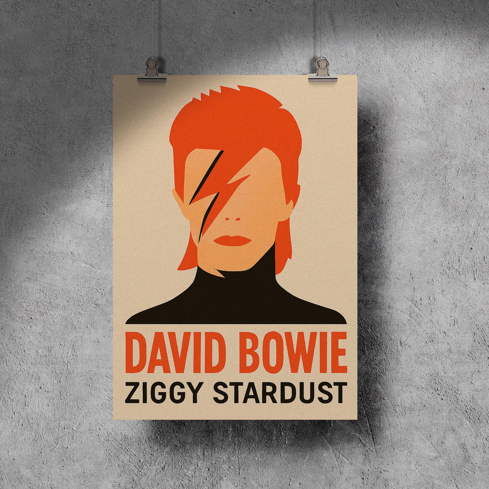 David Bowie Ziggy Stardust Vintage Style Poster Print in a Mid