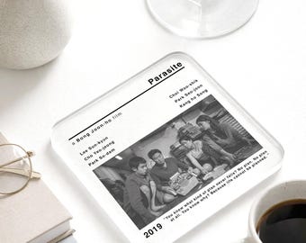 Parasite Movie Film Coaster | Movie Lover Gifts for Him | Movie Room Decor & Coffee Table Mats | Korean Movies and Films | Home Office Decor