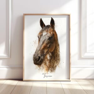 Personalised Watercolour Horse, Dog & Cat Portrait | Birthday Gift for Pet Lovers, Loss and Memorial | Custom Wall Art