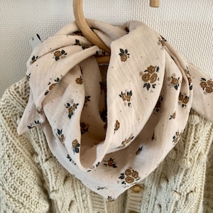 Baby child double gauze bandana scarf in floral organic cotton image 1