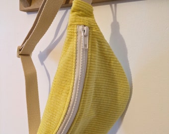 Sac banane velours jaune citron enfant