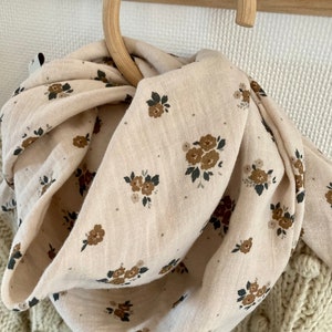 Foulard chèche bandana bébé enfant double gaze de coton bio fleuri image 3