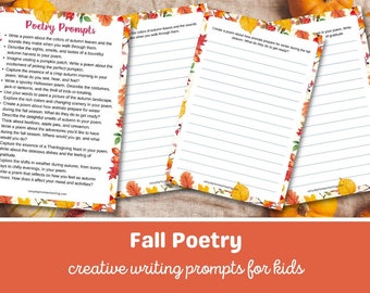 Autumn Poetry Creative Writing Prompts for Kids