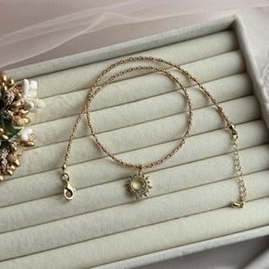 Sunstone Sun and Moon Necklace: Gold Celestial Boho Jewelry
