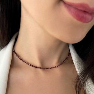 Real Garnet Necklace, Garnet Choker, Beaded Choker, Garnet Jewelry, Birthstone Necklace