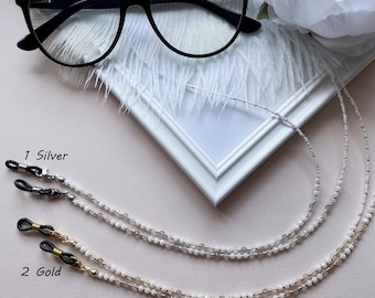 Labradorite Beaded Eyeglass Chain: Sunglasses Holder Necklace