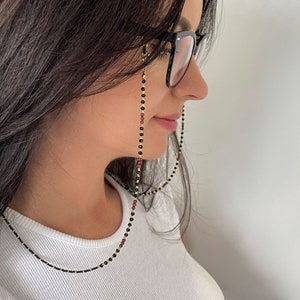 Garnet Beaded Eyeglass Chain: Handmade Glasses Necklace