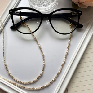 Sunstone Eyeglass Chain, Beaded Glasses Holder with Crystals, Eyeglass Necklace, Gift for Her