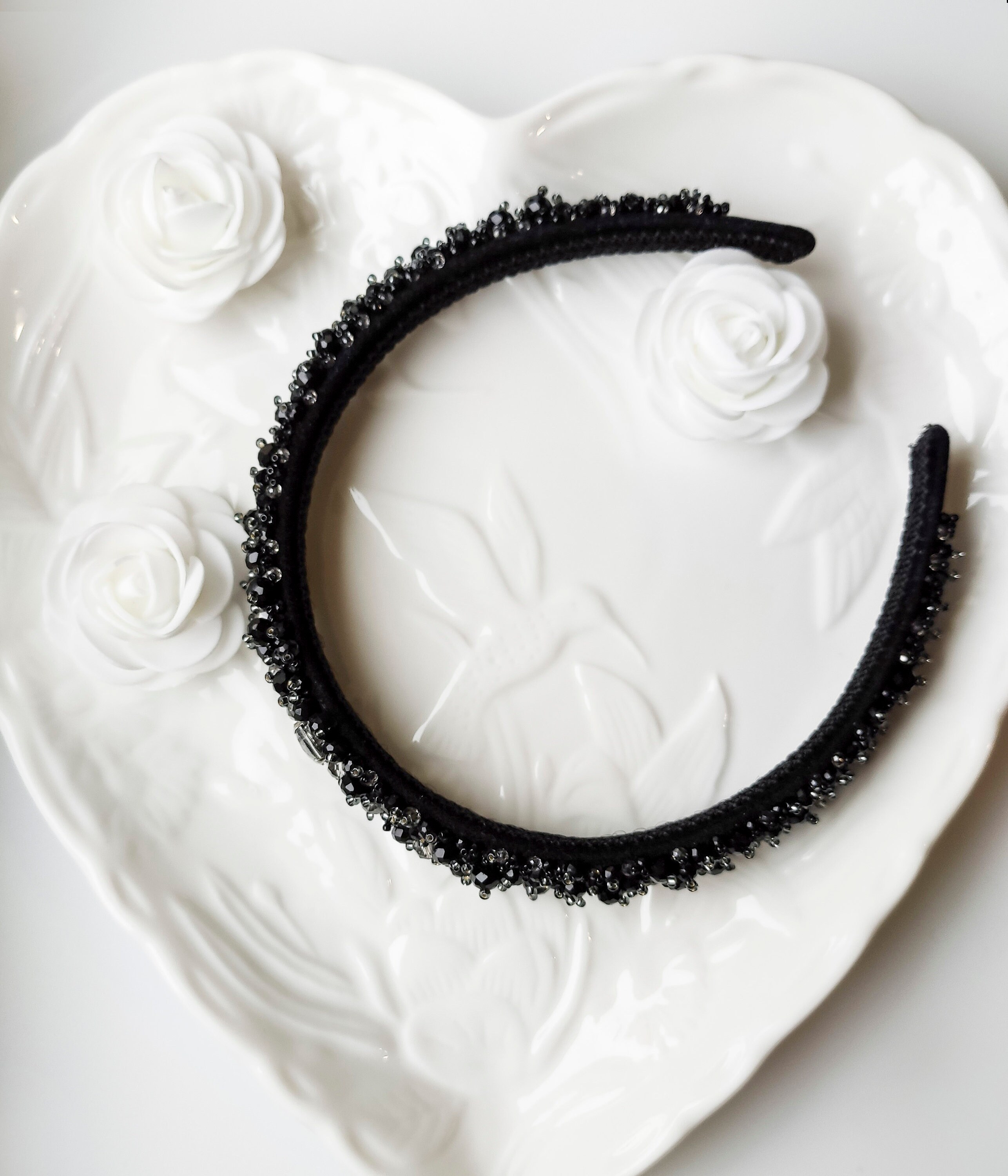 Beaded headband Rhinestones headband Jewelled headband Etsy