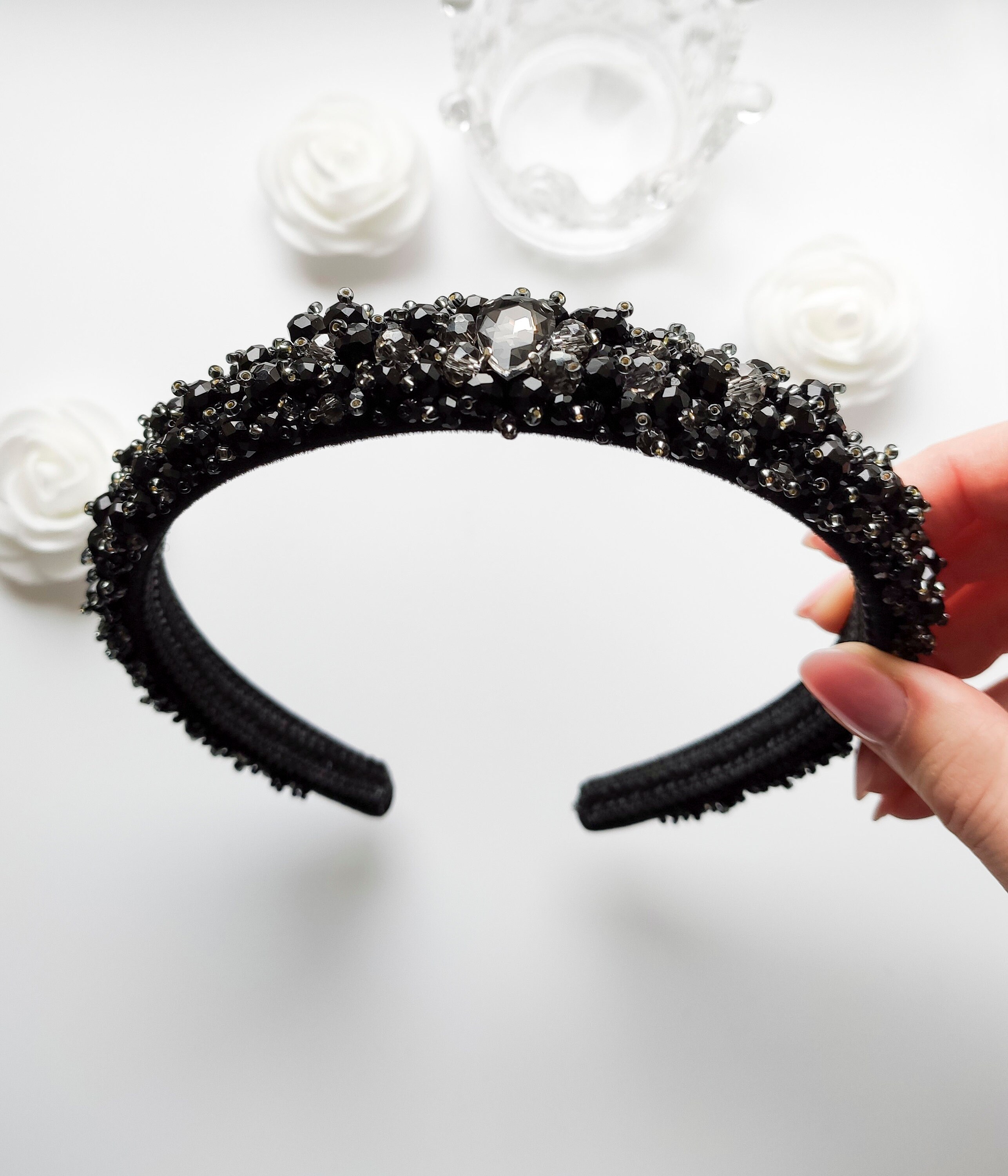 Beaded headband Rhinestones headband Jewelled headband Etsy