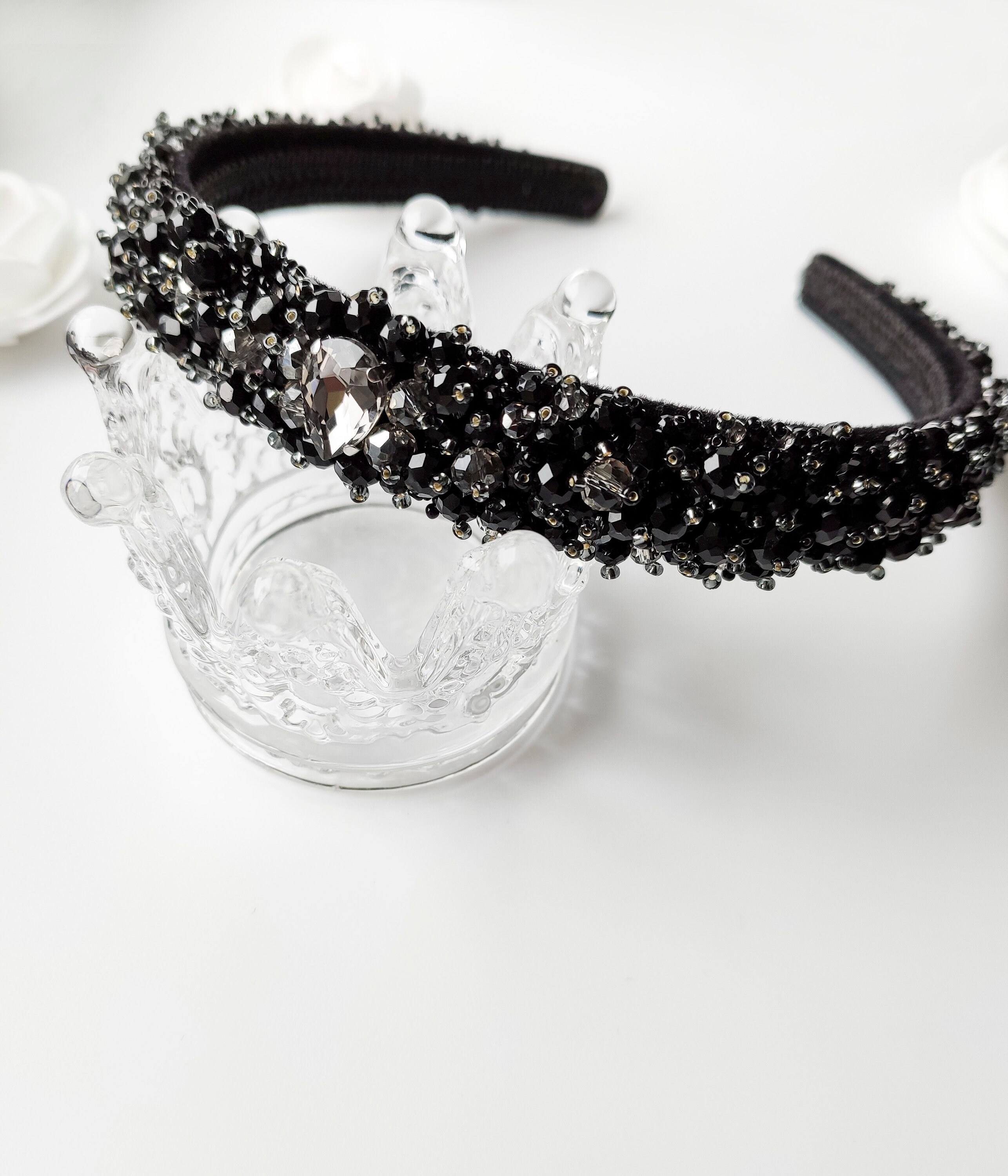 Beaded headband Rhinestones headband Jewelled headband Etsy