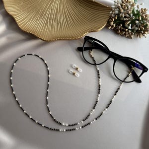 Moonstone Beaded Eyeglass Chain: Handmade Gemstone Glasses Lanyard