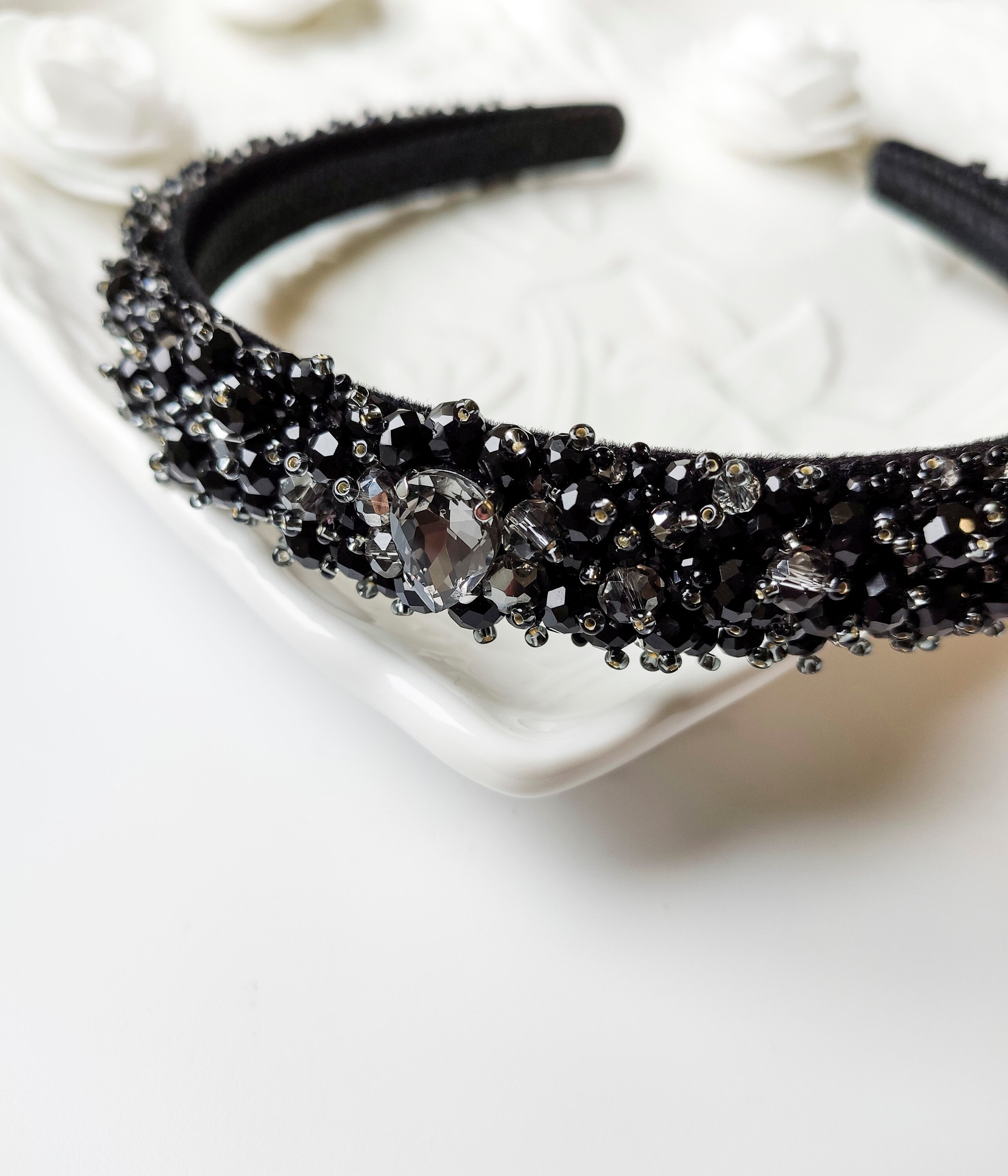 Beaded headband Rhinestones headband Jewelled headband Etsy