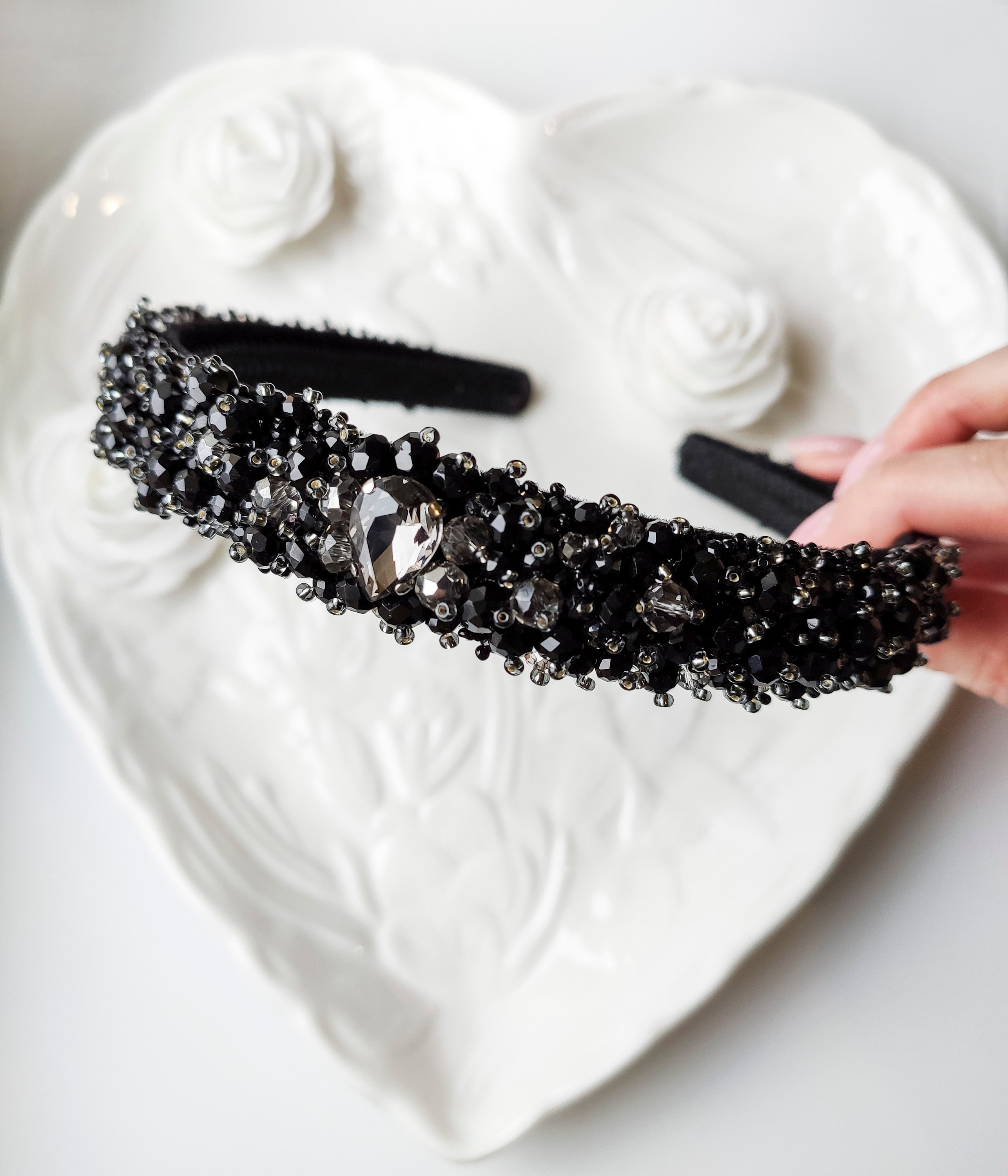 Beaded headband Rhinestones headband Jewelled headband Etsy