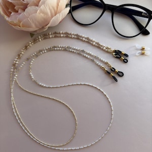 Beaded Eyeglass Chain: Sunstone & Labradorite Glasses Holder Necklace