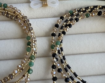Glasses Chain with Natural Gemstones for Sunglasses or Reading Glasses