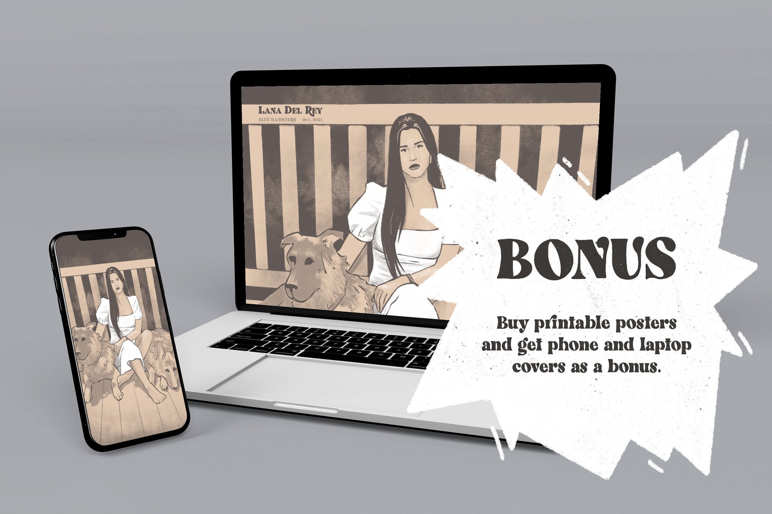 Lana Del Rey Poster With Fan Art of Blue Banisters Album Cover is the