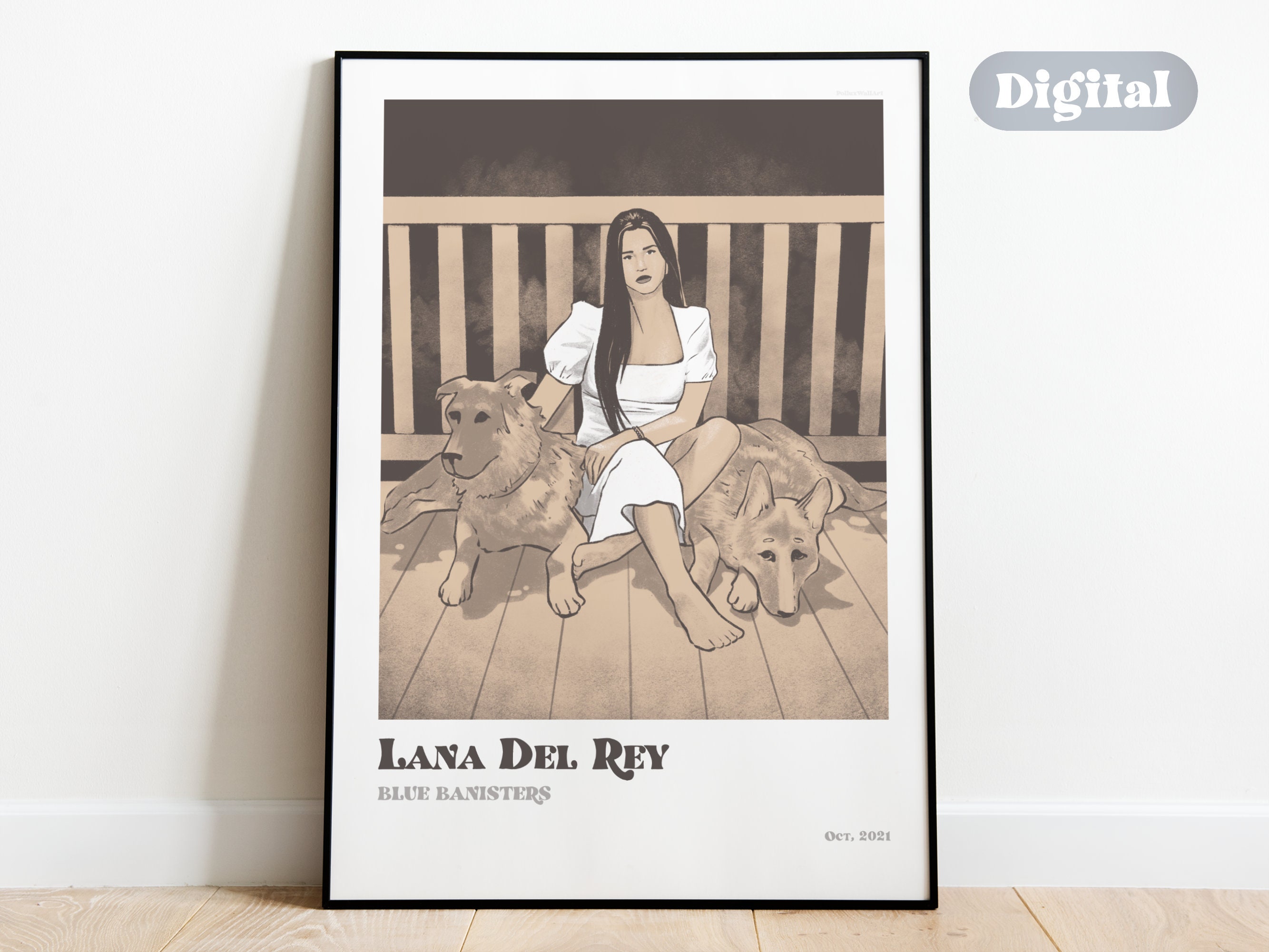Lana Del Rey poster with fan art of Blue Banisters album cover Etsy