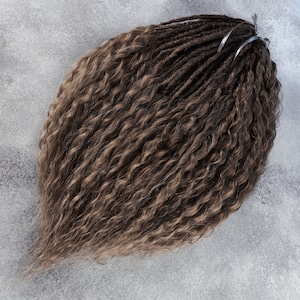 Brown Curly Crochet Dread Extensions: Ombre Wavy Synthetic Dreads, DE Style